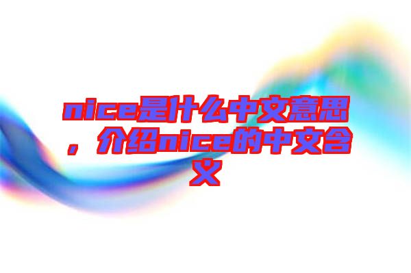 nice是什么中文意思，介紹nice的中文含義