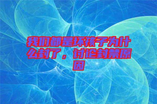我們都是壞孩子為什么封了，討論封禁原因