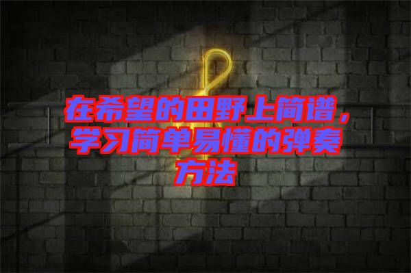 在希望的田野上簡譜，學(xué)習(xí)簡單易懂的彈奏方法