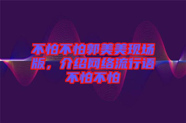 不怕不怕郭美美現(xiàn)場(chǎng)版，介紹網(wǎng)絡(luò)流行語不怕不怕