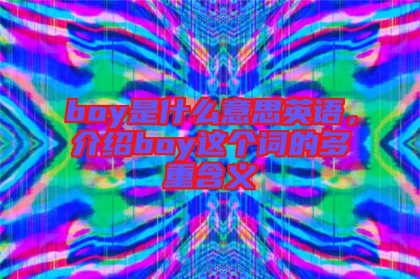 boy是什么意思英語，介紹boy這個詞的多重含義