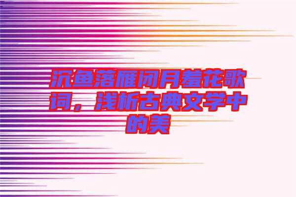 沉魚落雁閉月羞花歌詞，淺析古典文學中的美