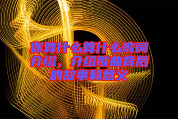 你算什么算什么歌詞介紹，介紹歌曲背后的故事和意義