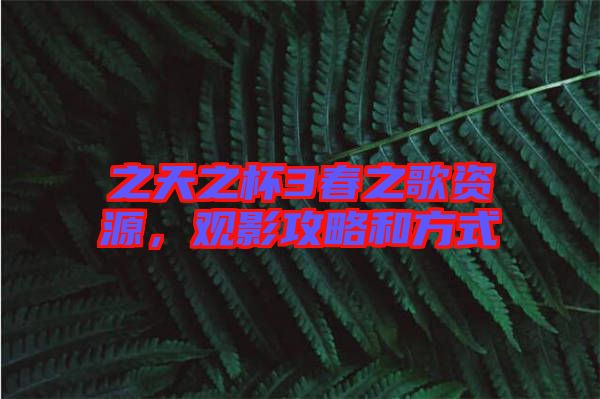 之天之杯3春之歌資源，觀影攻略和方式