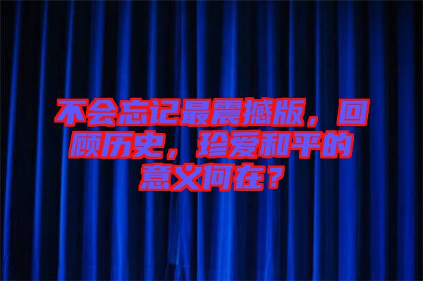 不會忘記最震撼版，回顧歷史，珍愛和平的意義何在？