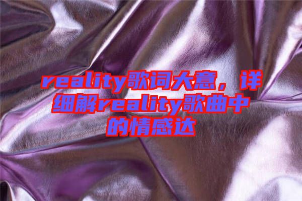 reality歌詞大意，詳細(xì)解reality歌曲中的情感達(dá)
