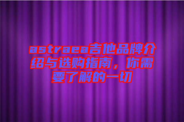 astraea吉他品牌介紹與選購指南，你需要了解的一切