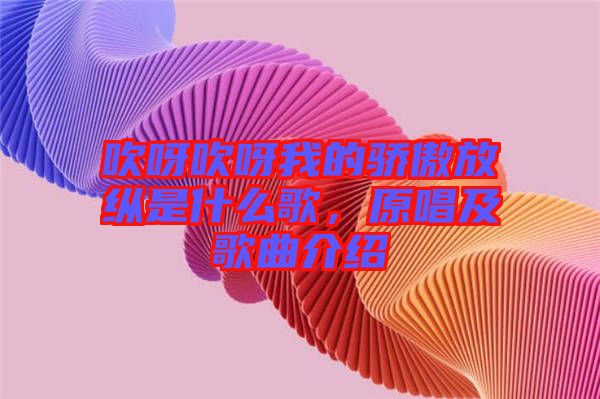 吹呀吹呀我的驕傲放縱是什么歌，原唱及歌曲介紹