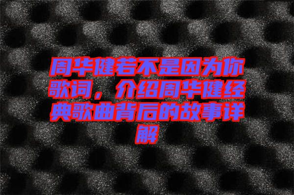 周華健若不是因?yàn)槟愀柙~，介紹周華健經(jīng)典歌曲背后的故事詳解