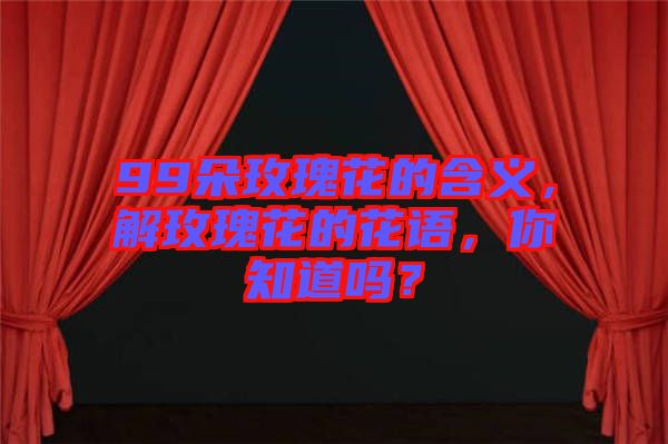 99朵玫瑰花的含義，解玫瑰花的花語(yǔ)，你知道嗎？