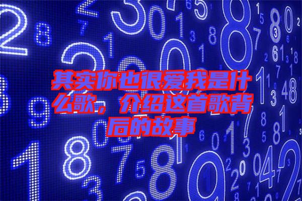 其實(shí)你也很愛我是什么歌，介紹這首歌背后的故事