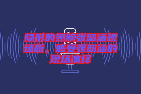 隱形的翅膀張韶涵現(xiàn)場(chǎng)版，感受張韶涵的現(xiàn)場(chǎng)演繹