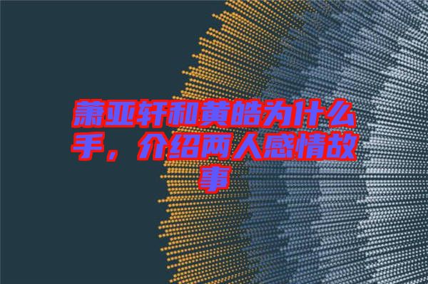 蕭亞軒和黃皓為什么手，介紹兩人感情故事