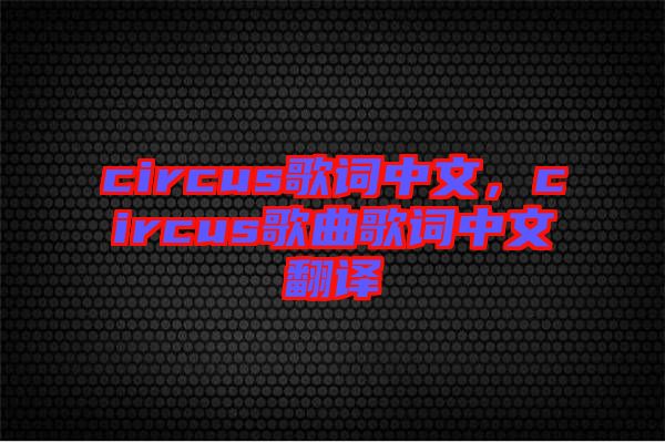 circus歌詞中文，circus歌曲歌詞中文翻譯