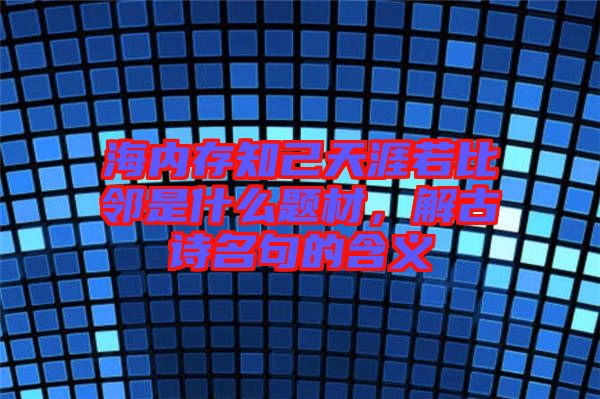 海內(nèi)存知己天涯若比鄰是什么題材，解古詩名句的含義