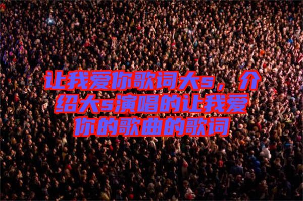 讓我愛你歌詞大s，介紹大s演唱的讓我愛你的歌曲的歌詞