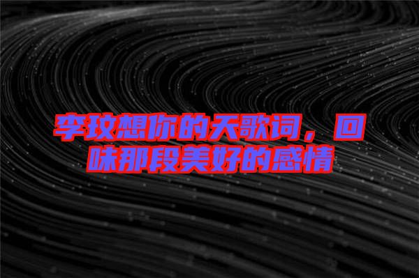 李玟想你的天歌詞，回味那段美好的感情