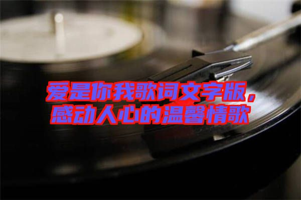 愛是你我歌詞文字版，感動人心的溫馨情歌