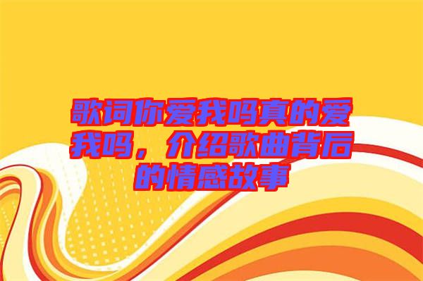 歌詞你愛我嗎真的愛我嗎，介紹歌曲背后的情感故事