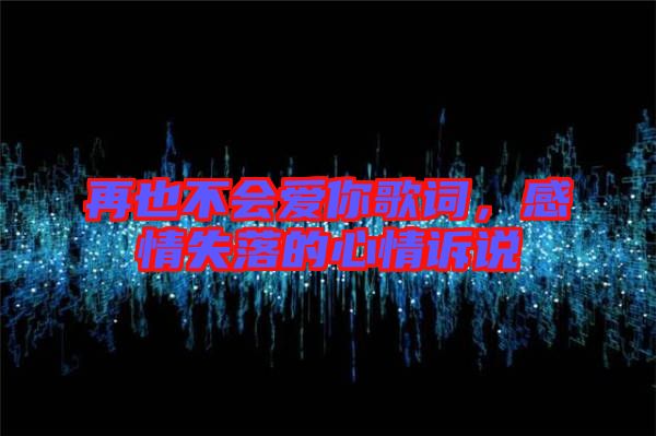 再也不會(huì)愛(ài)你歌詞，感情失落的心情訴說(shuō)