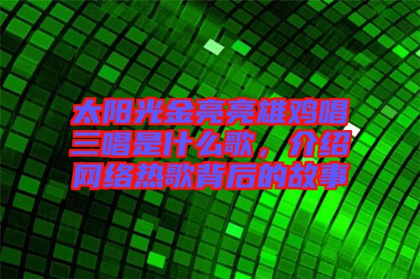 太陽光金亮亮雄雞唱三唱是什么歌，介紹網(wǎng)絡熱歌背后的故事
