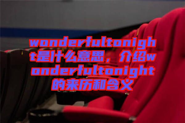 wonderfultonight是什么意思，介紹wonderfultonight的來歷和含義