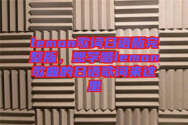 lemon歌詞日語版完整版，想學(xué)唱lemon歌曲的日語歌詞來這里