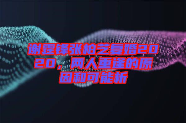 謝霆鋒張柏芝復(fù)婚2020，兩人重逢的原因和可能析