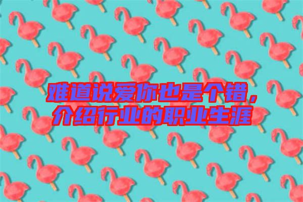難道說愛你也是個錯，介紹行業(yè)的職業(yè)生涯