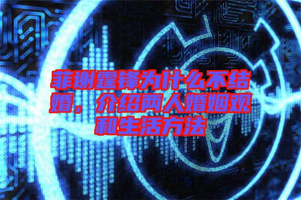 菲謝霆鋒為什么不結(jié)婚，介紹兩人婚姻觀和生活方法