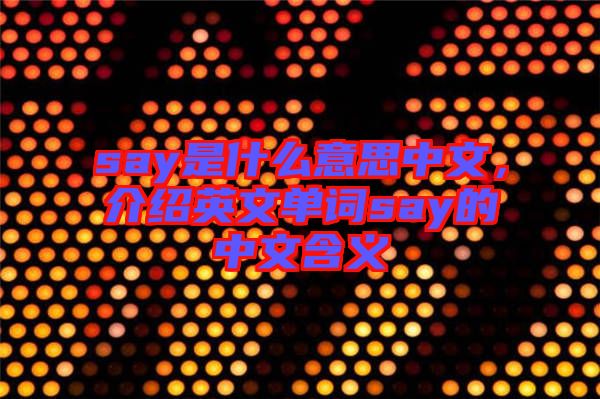 say是什么意思中文，介紹英文單詞say的中文含義