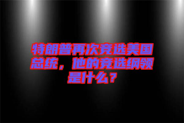 特朗普再次競(jìng)選美國(guó)總統(tǒng)，他的競(jìng)選綱領(lǐng)是什么？