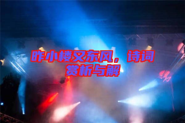 昨小樓又東風(fēng)，詩詞賞析與解