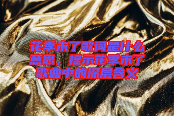 花季未了歌詞是什么意思，提示花季未了歌曲中的深層含義