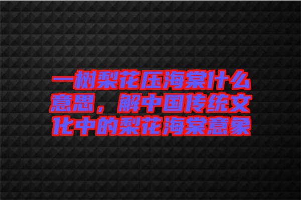 一樹梨花壓海棠什么意思，解中國傳統(tǒng)文化中的梨花海棠意象