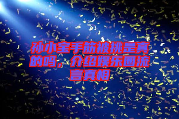 孫小寶手筋被挑是真的嗎，介紹娛樂圈流言真相