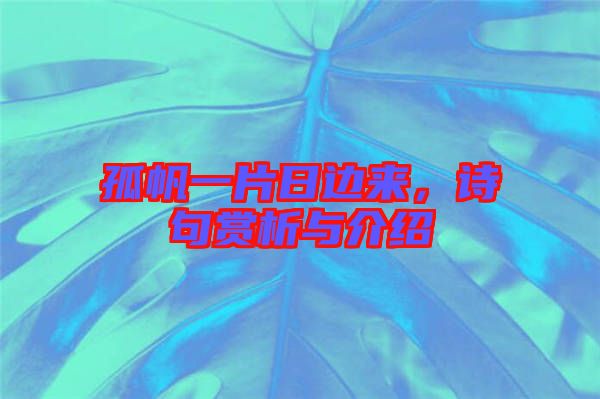 孤帆一片日邊來，詩句賞析與介紹
