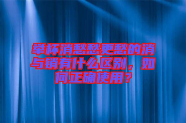 舉杯消愁愁更愁的消與銷(xiāo)有什么區(qū)別，如何正確使用？