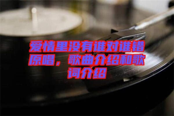 愛(ài)情里沒(méi)有誰(shuí)對(duì)誰(shuí)錯(cuò)原唱，歌曲介紹和歌詞介紹