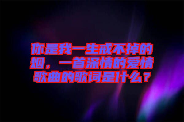 你是我一生戒不掉的煙，一首深情的愛情歌曲的歌詞是什么？