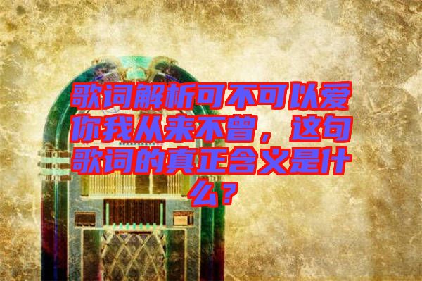 歌詞解析可不可以愛你我從來不曾，這句歌詞的真正含義是什么？