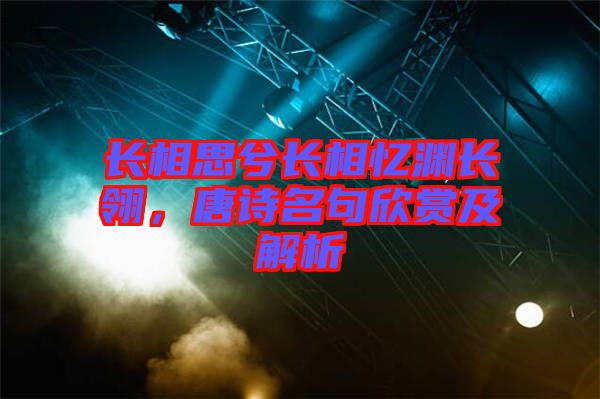 長相思兮長相憶淵長翎，唐詩名句欣賞及解析