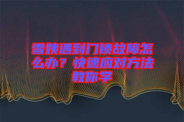 雪姨遇到門鎖故障怎么辦？快速應(yīng)對方法教你學(xué)