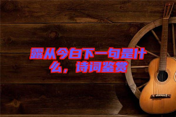 露從今白下一句是什么，詩詞鑒賞